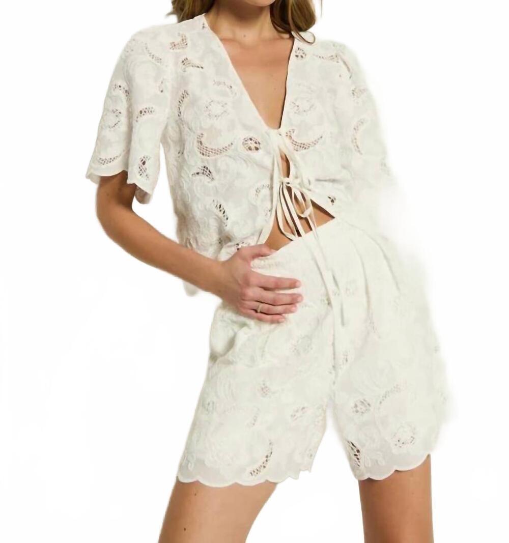 NEW NATION LTD archer lined lace short in white